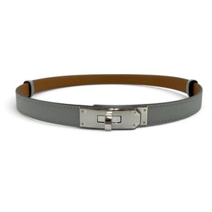 Unused ☆ HERMES Kelly Belt, Veau Epsom leather, Blue Glacier/Gold with silver hardware, B stamp, Made in France, Women's, with box and dust bag.