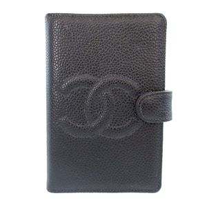 美品 シャネル キャビアスキン ブラック 黒 5番台 手帳 手帳カバー 0814【中古】CHANEL