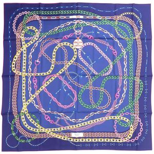 Like New Hermes Carre 90 Reaction En Chaire Silk Indigo Scarf Blue 0549 [Used] HERMES
