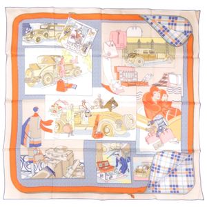Like New Hermes Carre 70 L Elegance et le Confort en Automobile (Comfort in the Automobile) Silk Scarf, Beige Color 1441 [Used] HERMES