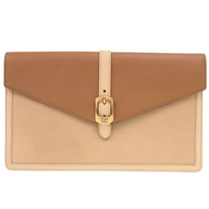FENDI 플랩 8M0284 레더 베이지 브라운 클러치백 0542【중고】