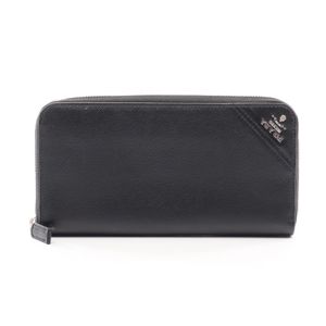 [Used] Prada PRADA Round Long Wallet SAFFIANO METAL 2ML317 Black Saffiano Leather Metal Logo Round Long Wallet Men's Used A