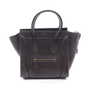 【二手】 CELINE Luggage Micro Shopper 手提包，ブラウン皮革，女士，二手