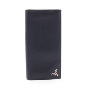 [Used] Prada PRADA Bi-fold Long Wallet SAFFIANO TRIANG 2MV836 Black Saffiano Leather Long Wallet Men's Used A