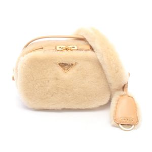 【中古】 プラダ PRADA ハンドバッグ オデット シアリング ミニ 2WAY 1BH208 ベージュ レザー オデット シアリング ミニバッグ レディース Used A