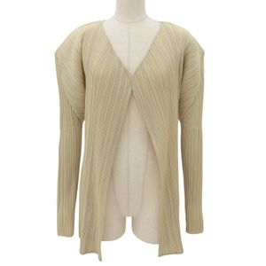 【포인트 5배】극미품▲PLEATS PLEASE ISSEY MIYAKE PP05-JO001 프론트 오픈 가디건/볼레로 라이트 베이지 3 일본제 정품 여성용