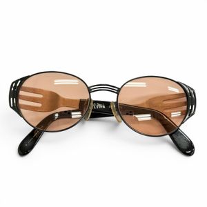 【포인트 5배】양품△Jean Paul Gaultier 빈티지 56-3281 포크 아카이브 선글라스 블랙 실버 렌즈: 브라운 계열 일본제 남성용