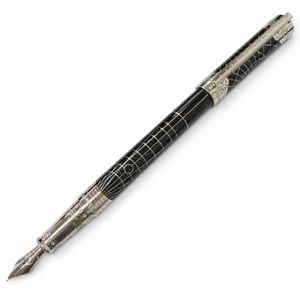 【ポイント5倍】極美品□Dupont デュポン Shoot the Moon シュート ザ ムーン プレミアム 月世界旅行 ペン先18K Mニブ 0300/1865 世界限定1865本 万年筆 シルバー ブラック フランス製 メンズ