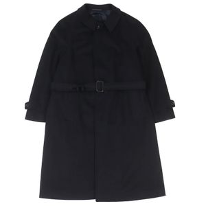 [5 Points] Excellent Condition △ ARMANI COLLEZIONI Armani Collezioni Wool Cashmere Belted Long Stand Color Coat Black Size 52 Made in Italy Authentic Men's
