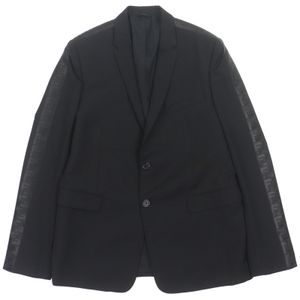 [5 Points] Unused ▼ FENDI Fendi 2020 Model FJ0576 100% Wool FF Logo Logo Button Single-Breasted Tailored Jacket Black Size 54 Authentic Men's