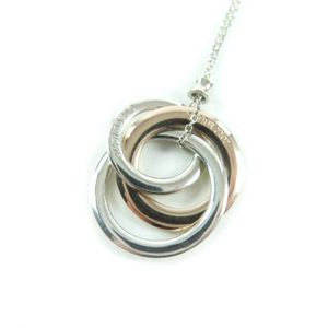 [5 Points] Excellent Condition ★ TIFFANY&Co. Tiffany 925 Metal 1837 Interlocking Circle Necklace Silver Pink Gold Total Weight 5.2g Women's