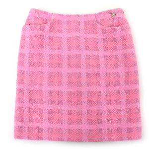 [5 Points] Excellent Condition☆CHANEL Chanel 24P P76729V68549 Coco Mark Runway Worn LOOK7 Tweed Skirt Pink 36 Made in France Authentic Women's