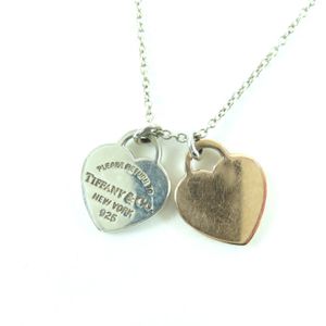 [5 Points] Excellent Condition ☆ TIFFANY&Co. Return to Tiffany Double Heart Tag Necklace 925 Metal Necklace Silver Pink Gold Comes with Storage Bag Weight 2.7g Women's