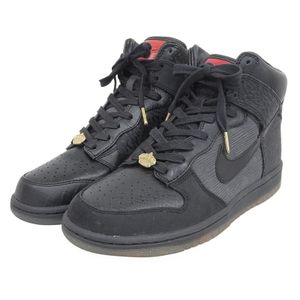 [5 Points] Unused ▲NIKE 503766-001 DUNK HIGH PREMIUM QS Mighty Crown 20th Anniversary Model Leather Sneakers Black 26cm Men's