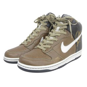 [5 Points] Unused ▲NIKE Nike 2006 Model 314877-211 Nike Dunk High PRM Bfive THE PANTHERS Model Leather Sneakers Braun /Black 28cm Men's with Box
