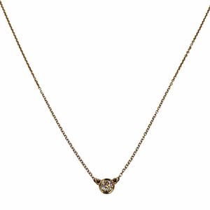 [5 Points] Excellent Condition ◇ TIFFANY&Co. Tiffany By the Yard Elsa Peretti 750 YG 1P Diamond Approx. 0.12ct, Frame Diameter Approx. 4.73mm, Necklace, Yellow Gold, Weight 1.94g, Women's, Comes with Box and Dust Bag