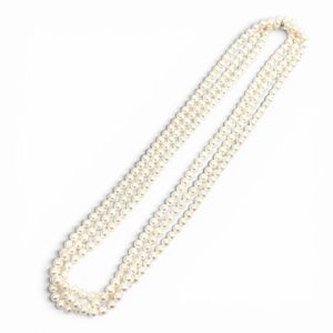 [5 Points] Excellent Condition ★ TIFFANY&Co. Tiffany Ziegfeld Collection Pearl Wrap Necklace, Freshwater Pearls, AG925, Approx. 204cm Length, White, Total Weight 148.5g, Women's, Comes with Box, Original Price ¥429,000