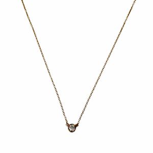 [5 Points] Excellent Condition ◇ TIFFANY&Co. Tiffany By the Yard Elsa Peretti 750 PG 1P Diamond Approx. 0.12ct Frame Diameter Approx. 4.35mm Necklace Pink Gold Weight 1.89g Women's