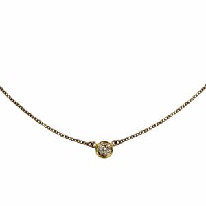 [5 Points] Excellent Condition ◇ TIFFANY&Co. Tiffany By the Yard 750 YG Diamond 1P approx. 0.12ct, Frame Diameter approx. 4.45mm, Purchased January 2009, Yellow Gold Necklace, Weight 1.9g, Women's, Comes with Box and Dust Bag