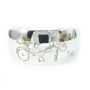 [5 Points] Excellent Condition ◎ HERMES Vintage Caleche Carriage Dog Bracelet/Bangle Silver with Box Women's