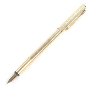 【ポイント5倍】美品□MONTBLANC モンブラン ヴィンテージ ノブレス ペン先14K EFニブ ストライプ柄 キャップ式 万年筆 ステーショナリー ゴールド メンズ