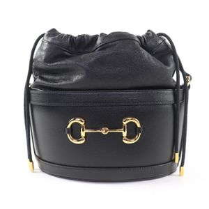 【포인트 5배】최상급 컨디션★Gucci 구찌 602118 홀스빗 레더 버킷 백 숄더백 블랙 골드 하드웨어 더스트백 포함 이탈리아제 여성용