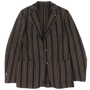 [5 Points] Excellent Condition △ LARDINI JU903AQ43 Wool Cotton MOWEAR Striped Single-Breasted Tailored Jacket, Dark Braun, Size 46, Made in Italy, Authentic, Men's