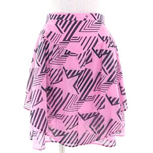 [5 Points] Excellent Condition △CHANEL Chanel 2023 Model P74305 100% Cotton Coco Mark Pattern All-over Flare Mini Skirt Pink Black Size 34 Comes with Dust Bag Made in Italy Authentic Women's