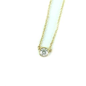 [5 Points] Mint Condition ★ TIFFANY&Co. Tiffany Elsa Peretti 750 (YG) By the Yard 1P Diamond Necklace, 0.22ct Diamond, G VVS2, 3EX NONE, 36203625, Gold, Box & Case Included, Total Weight 1.93g, Women's