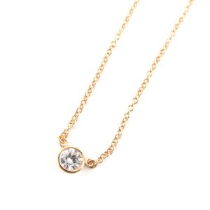 [5 Points] Excellent Condition ◇ TIFFANY&Co. Tiffany 69710727 Elsa Peretti By the Yard 18K 750PG Diamond Approx. 0.18ct 1P Necklace Pink Gold with Case Frame Diameter Approx. 4.80mm Weight 1.8g Women's