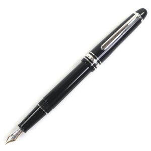 【ポイント5倍】美品▼MONTBLANC モンブラン プラチナライン マイスターシュテュック 145 Pix クラシック ペン先14K Fニブ ホワイトスター 万年筆 ブラック シルバー ドイツ製 メンズ