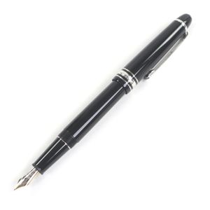 【ポイント5倍】美品□MONTBLANC モンブラン マイスターシュテュック 145 Pix クラシック プラチナライン ペン先14K Fニブ キャップ式 万年筆 ブラック シルバー ドイツ製 メンズ