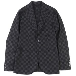 [5 Points] Excellent Condition △ LOUIS VUITTON Louis Vuitton 23SS 100% Wool Damier Napolitana Jacket Single Tailored Jacket Gray/Black 44 Made in Italy Authentic Men's