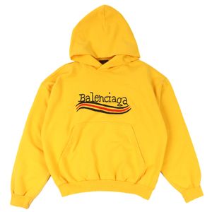 【5積分】全新未使用 △ BALENCIAGA 23SS 720426 100%純棉 Campaign Logo 做舊連帽派克大衣 黃色 XS 正品 男款