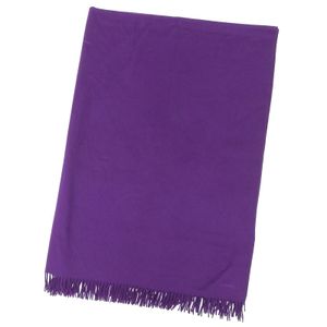 [5 Points] Excellent Condition ▲HERMES 100% Cashmere Italian Fabric Logo Embroidery Fringe Extra Large Stole Shawl Scarf Purple Women's