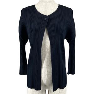 【포인트 5배】최상급 컨디션▲PLEATS PLEASE ISSEY MIYAKE PP81-J0961 플리츠 가디건/볼레로 다크 네이비 4 일본제 정품 여성용