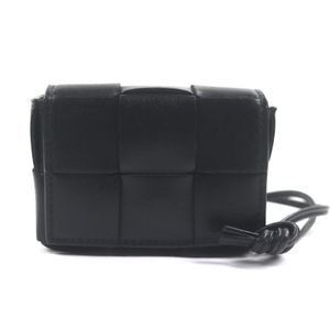 【포인트 5배】미품▼BOTTEGAVENETA 보테가 베네타 레더 맥시 인트레치아토 카세트 파우치 숄더백 블랙 실버 하드웨어 박스·보관용 파우치 포함 이탈리아제 남성용