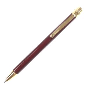 極美品▼Cartier カルティエ サントス ドゥ カルティ ロゴ刻印入り ツイスト式 ボールペン ボルドー ゴールド 箱・ケース付き スイス製 メンズ 筆記確認済み