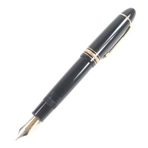 極美品□MONTBLANC モンブラン マイスターシュテュック 149 ペン先18K Bニブ キャップ式 万年筆 ブラック ゴールド 箱付き メンズ