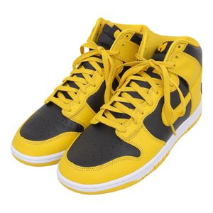 [5 Points] Unused ▲NIKE HJ4320-001 DUNK HIGH RETRO PRM Wu-Tang Clan Collaboration Leather Synthetic Fiber High-Top Sneakers Yellow Black 28.5 with Box Men's
