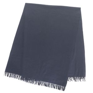 [5 Points] Excellent Condition △HERMES 100% Cashmere Logo Embroidery Fringe Extra Large Shawl Stole Blanket Navy Women's