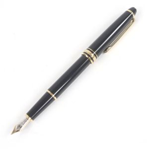 良品□MONTBLANC モンブラン マイスターシュテュック ホワイトスター ペン先14K Fニブ キャップ式 万年筆 ブラック ゴールド ドイツ製 メンズ