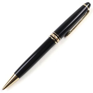 良品○MONTBLANC モンブラン マイスターシュテュック クラシック ロゴ刻印 ホワイトスター ツイスト式 ボールペン ブラック ゴールド ドイツ製 筆記確認済み