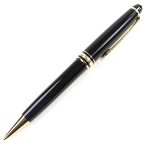 美品○MONTBLANC モンブラン マイスターシュテュック クラシック レジン ロゴ刻印 ホワイトスター ツイスト式 ボールペン ブラック ゴールド ドイツ製 筆記確認済み