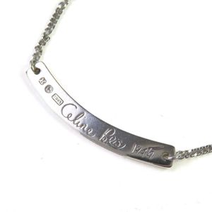 [5 Points] Excellent Condition △ CELINE SV925 Macadam Logo Plate Necklace Pendant Accessory Silver Weight 6.6g Women's