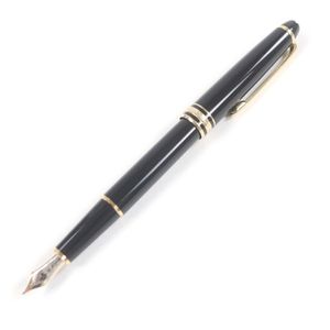 美品□MONTBLANC モンブラン マイスターシュテュック クラシック ペン先14K Mニブ キャップ式 万年筆 ブラック ゴールド ドイツ製 メンズ