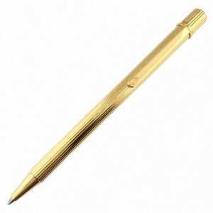【ポイント5倍】美品▲Cartier カルティエ マスト ドゥ カルティエ ストライプ柄 ツイスト式 ボールペン ゴールド ケース付き フランス製 メンズ