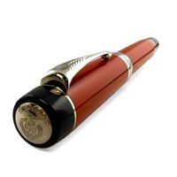 【ポイント5倍】極美品▲PARKER パーカー デュオフォールド クラシック ビッグレッドCT センテニアル ペン先18K Fニブ 万年筆 オレンジ シルバー フランス製 メンズ