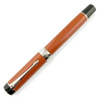 【ポイント5倍】極美品▲PARKER パーカー デュオフォールド クラシック ビッグレッドCT センテニアル ペン先18K Fニブ 万年筆 オレンジ シルバー フランス製 メンズ