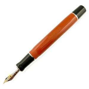 【ポイント5倍】極美品▲PARKER パーカー デュオフォールド クラシック ビッグレッドCT センテニアル ペン先18K Fニブ 万年筆 オレンジ シルバー フランス製 メンズ